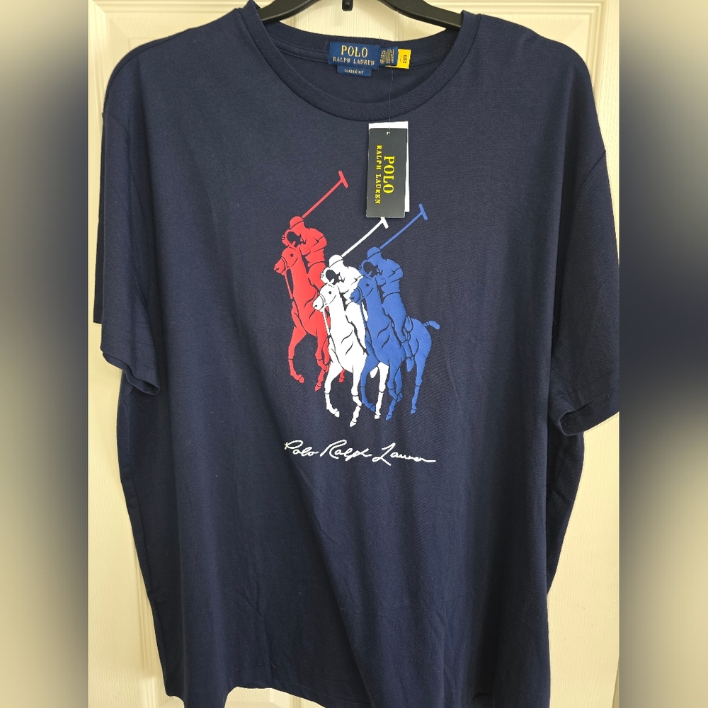 Ralph Lauren Men's Navy Polo Graphic Tee .  XXL